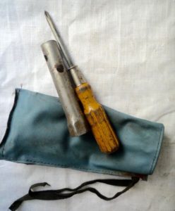 Tool pouch with spark plug box spanner and screwdriver
