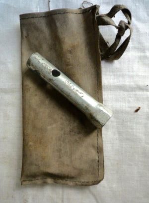Tool pouch with spark plug box spanner